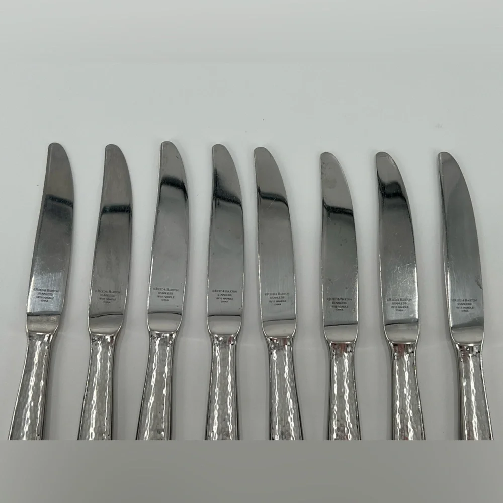 8 Reed &‎ Barton Palmer Butter Knives Hammered Modern Elegant